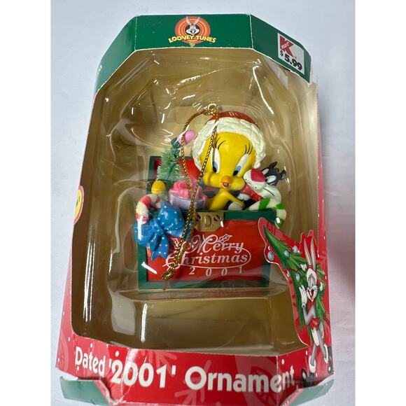 Looney Tunes Christmas Ornaments Lot of 2 Trevco Tweety Tasmanian Devil 2001 - Picture 2 of 8